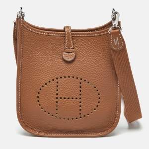 Hermès Gold Taurillon Clemence Leather Evelyne TPM Bag