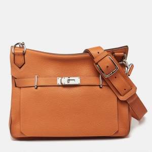 Pre Owned Hermes Orange Taurillon Clemence Leather Palladium Finish Jypsiere 34 Bag