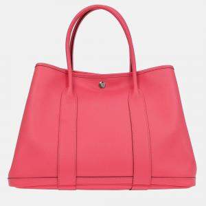 Pre Owned Hermes Garden Party 36 Rose Azalee Epsom Leather Tote Bag