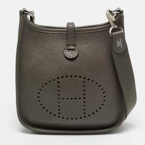 Hermes Etain Taurillon Clemence Leather Evelyne TPM Bag