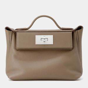 Pre Owned Hermes 24/24 Sac Van Quatre Mini Etoupe Swift Evercolor Leather Handbag