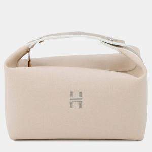 Pre Owned Hermes Brid a Black GM Beige Canvas Bag
