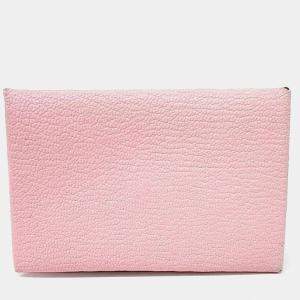 Pre Owned Hermes Pink Leather Calvi Card Wallet