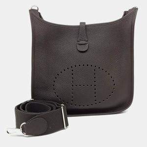 Pre Owned Hermes Evelyn 29 Brown Leather Bag 