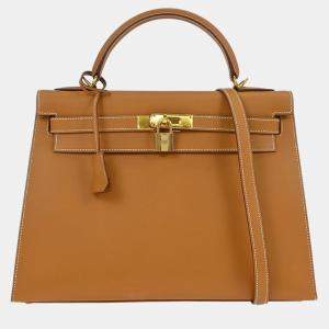 Pre Owned Hermes Natural Vache Kelly 32 Sellier Handbag