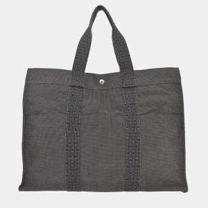 Pre Owned Hermes Gray Canvas Herline Tote GM Handbag