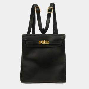 Pre Owned Hermes Black Box Calf Kelly A Dos PM Backpack