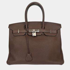 Pre Owned Hermes Ebene Togo Birkin 35 Handbag