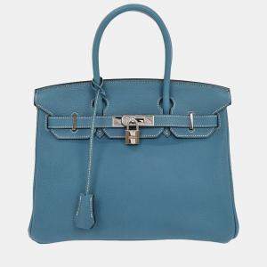 Pre Owned Hermes Blue Jean Togo Birkin 30 Handbag