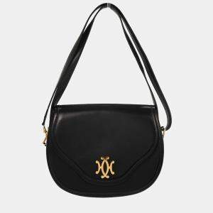 Pre Owned Hermes Black Box Calf Double H Shoulder Bag