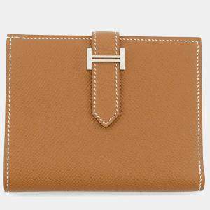Hermes Bean Compact Gold Epsom Wallet