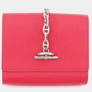 Pre Owned Hermes Chaine D'Ancre Compact Wallet Rose Extreme Chevre Shamqila