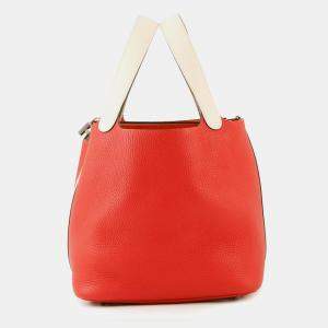 Hermes Picotin Lock MM Touch Rouge Tomate/Rose Eglantine Taurillon Clemence Swift Leather Bag