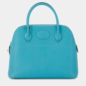 Hermes Bolide 31 Turquoise Chevre Myzore Goatskin Bag