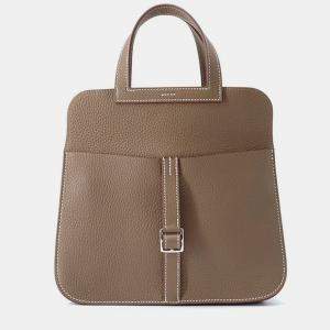 Pre Owned Hermes Halzan Etoupe Taurillon Clemence Size 25