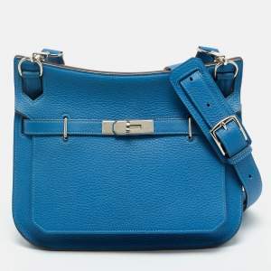 Pre Owned Hermes Bleu Mykonos Togo Leather Palladium Finish Jypsiere 28 Bag