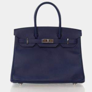Pre Owned Hermes Birkin 30 Blue Saphir Epsom Bag 