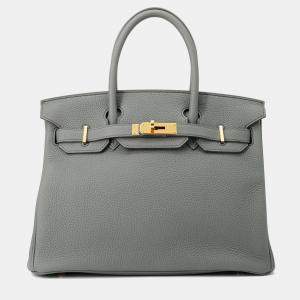 Pre Owned Hermes Birkin  Size 30 Vert Amand Togo Leather Bag 