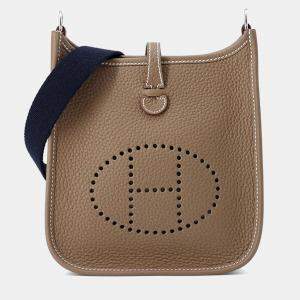 Pre Owned Hermes Evelyne Amazon Long TPM Etoupe/Blue Indigo Taurillon Clemence Bag