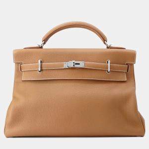 Pre Owned Hermes Kelly Maxi 42 Gold Togo Leather Bag