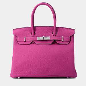 Pre Owned Hermes Birkin Rose Purple 30 Togo Leather Bag 