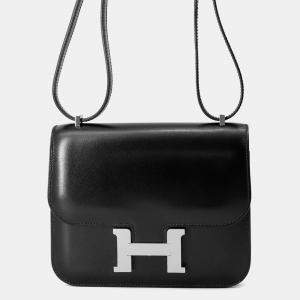 Pre Owned Hermes Constance3 Size Mini Miroir Black Box Calf Leather Bag