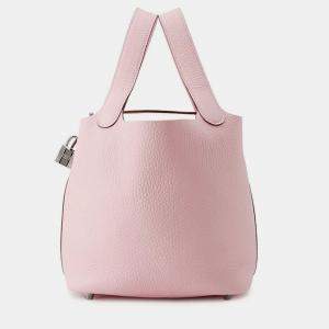 Pre Owned Hermes Picotin Lock Rose Sakura Taurillon Clemence PM