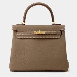 Pre Owned Hermes Kelly Retourne Etoupe Togo Leather 25