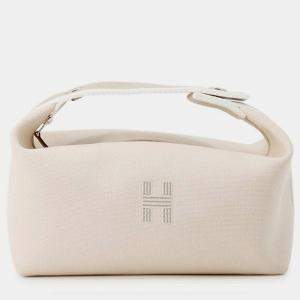 Pre Owned Hermes Brid A Black Beige Canvas PM Handbag
