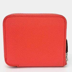 Pre Owned Hermes Orange Leather Silky Half Wallet
