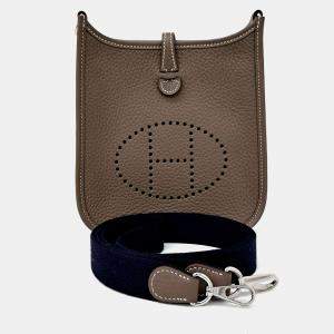 Pre Owned Hermes Evelyn 16 Brown Grey Leather Bag