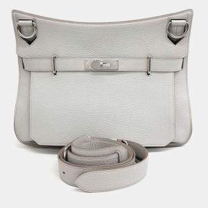 Pre Owned Hermes Grey Leather Zipcher 34