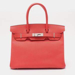 Pre Owned Hermes Birkin 30 Rouge Pivoine Epsom Leather Tote Bag