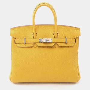 Pre Owned Hermes Birkin 25 Jaune Ambre Togo Leather Tote Bag