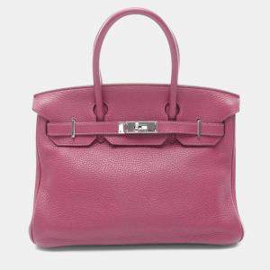 Pre Owned Hermes Birkin 30 Tosca Taurillon Clemence Leather Tote Bag