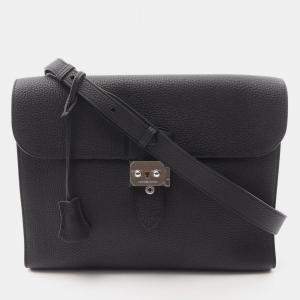 مملوكة مسبقًا Hermes Sac A Depeches 29 Black Togo Leather Shoulder Bag