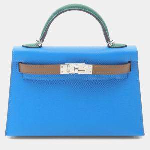 Pre Owned Hermes Kelly Mini Tricolor Epsom Leather Top Handle Bag