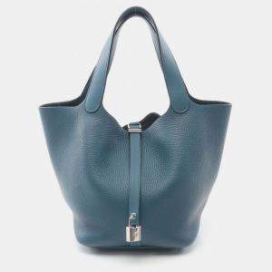 Pre Owned Hermes Picotin Lock 22 Colvert Taurillon Clemence Leather Shoulder Bag