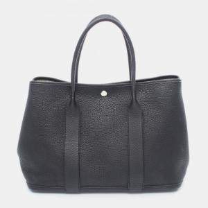Pre Owned Hermes Garden Party 36 Black Negonda Leather Tote Bag