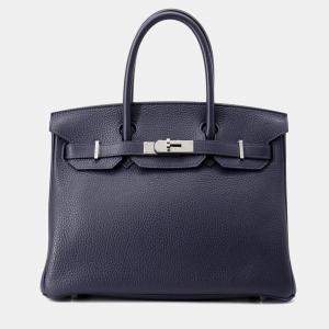 Pre Owned Hermes Birkin Verso Blue Nuit/Rose Purple Taurillon Clemence 30