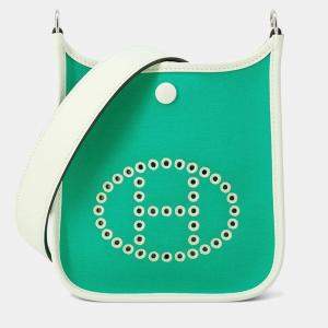Pre Owned Hermes Neo Evelyne Menthe/Blue Azteque/Vert Fizz Toile Officier Swift Leather TPM