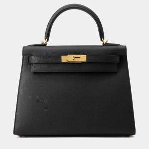 Pre Owned Hermes Kelly Sellier Black Epsom Size 28