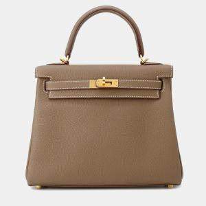 Pre Owned Hermes Kelly Retourne Etoupe Togo Leather Size 25