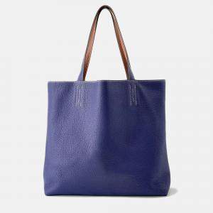 Pre Owned Hermes Double Sense Blue Nuit/Gold Taurillon Clemence Size 45