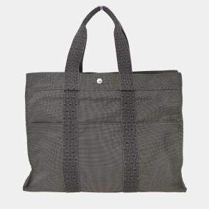 Pre Owned Hermes Gray Canvas Herline Tote GM Handbag