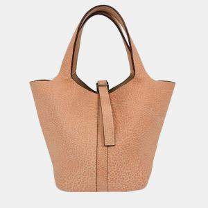Pre Owned Hermes Orange Dalmatian Picotin 18 PM Handbag