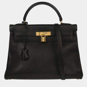 Pre Owned Hermes Black Ardennes Kelly 32 Retourne 2way Handbag