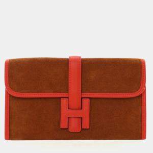 Pre Owned Hermes Rouge Tomate Suede Jige 20
