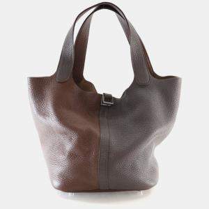 Pre Owned Hermes Etoupe Brulee Togo Picotin 22