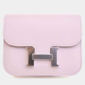 Pre Owned Hermes Mauve Pale Evercolor Constance Slim Wallet